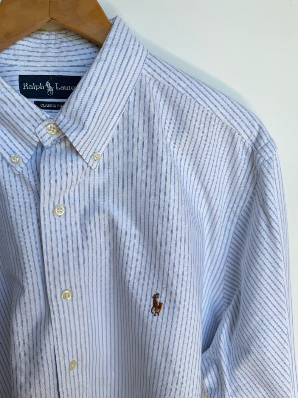 Ralph Lauren Oxford Cotton Button Down Nantucket Stripes Flesh Pony 18-34/35